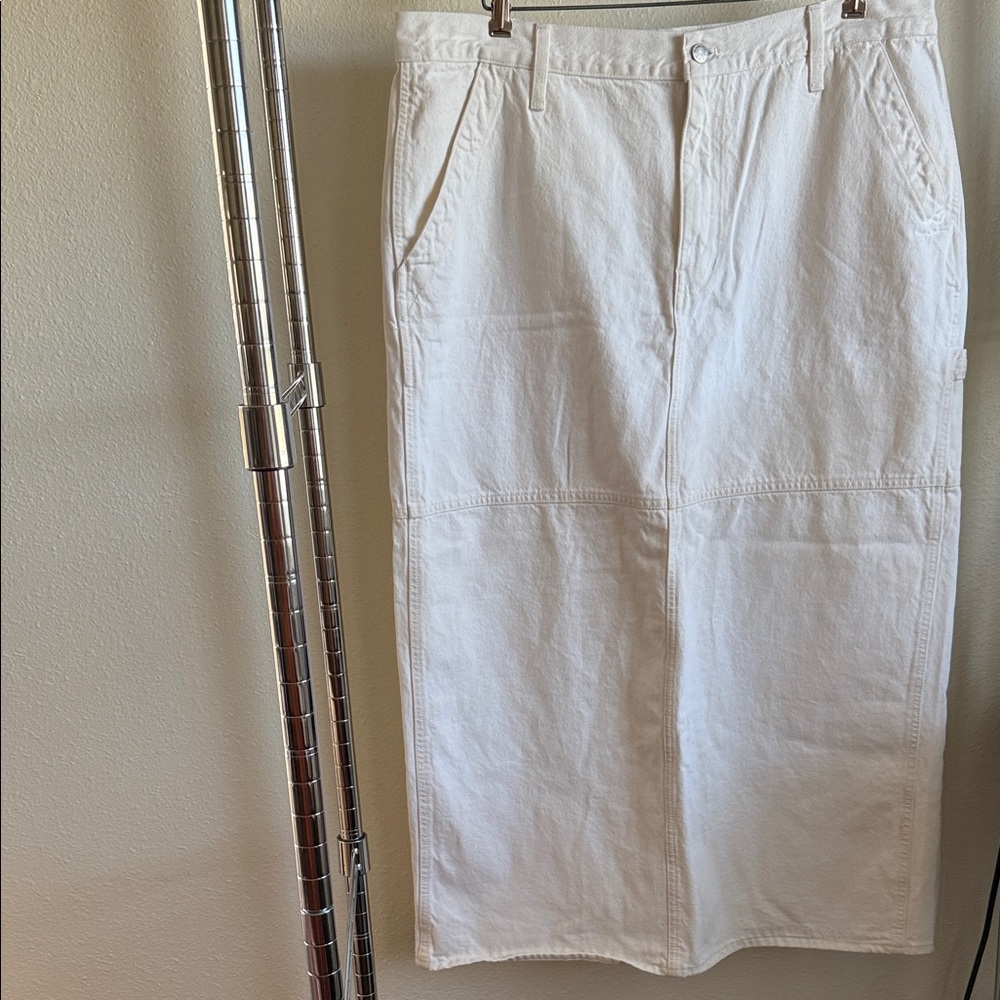 MADEWELL Cream Cargo Denim Skirt.